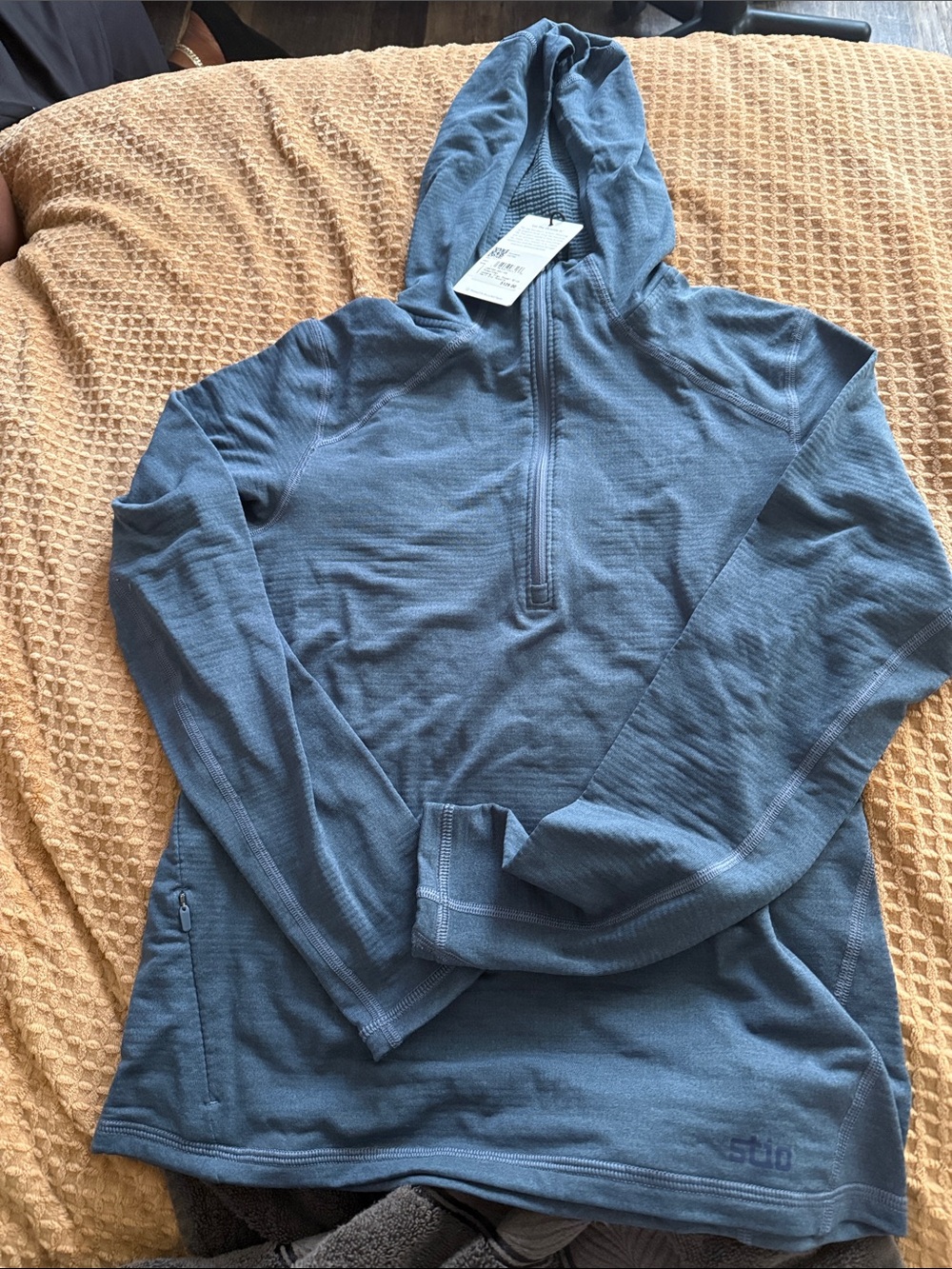 Stio Men's Slate Blue Zip-Up Hooded Pullover